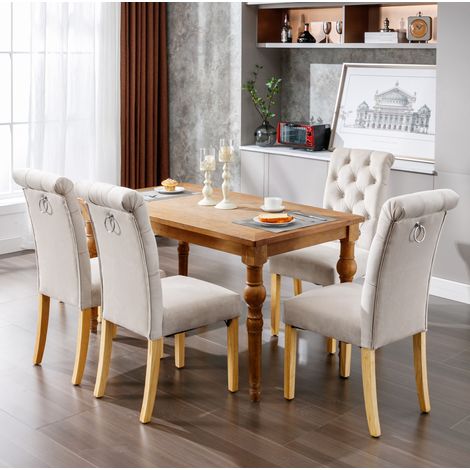 Esszimmerstühle aus Samt, 4er-Set, 63 x 43 x 100 cm, Beige HAVRYA (1/5)