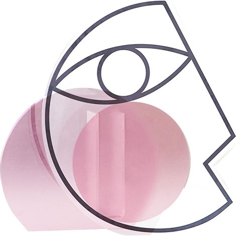 Vase géométrique floral en acrylique rose lune, translucide coloré, élégant, 29x21x7cm (1/5)
