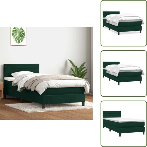 Boxspringbett mit Matratze Dunkelgrün 80x220 cm Samt - Boxspringbett - Boxspringbetten - Bett - Betten (1/5)
