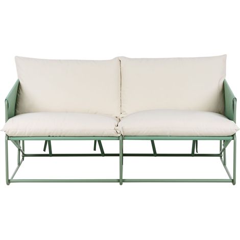 Divano basso oversize in metallo con cuscini verde Ponte
