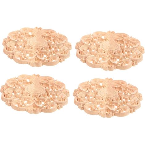 Lot de 4 appliques d'angle arrondies sculptées en bois naturel (1/5)