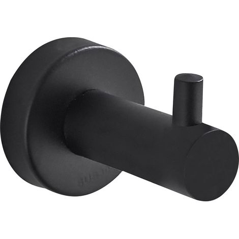 Crochet Suction Cup - Métal Noir Mat - Pour Surface Lisse Non Poreuse - Salle De Bain Cuisine Miroir - 1 Pièce (1/4)