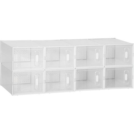 Set di 8 scatole modulari cubiche per riporre le scarpe, con ante trasparenti - 25 x 35 x 19 cm -Crezuo