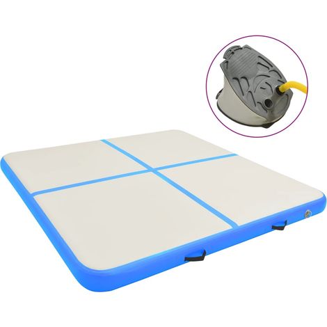 Tapis gonflable de gymnastique avec pompe Tapis d'Entraînement 200x200x20cm PVC Bleu BZTE868179 (1/5)