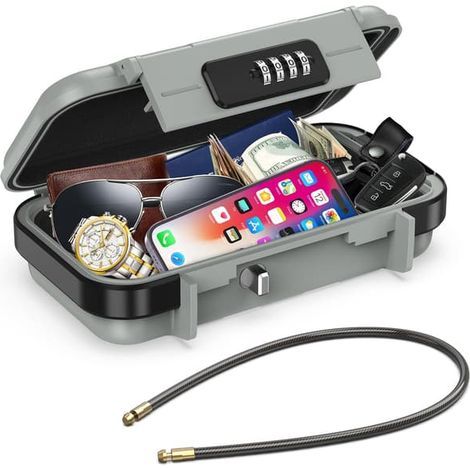 Filiyano-Coffre-fort portable à combinaison avec code, mini-coffre-fort de voyage étanche et antivol avec chaîne amovible (1/5)