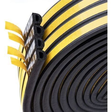20 m Joint d'étanchéité autocollant en caoutchouc pour portes et fenêtres , Anti-collision,Bande d'isolation acoustique ,Noir (1/4)