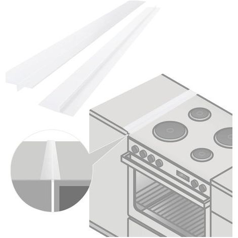 Paquet de 2 couvercles de joint de comptoir de cuisine en silicone, longueur de remplissage 53 cm, scellage entre la cuisinière et le four (Blanc) (1/5)