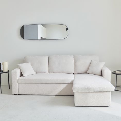Divano letto angolare reversibile in bouclé, 3 posti