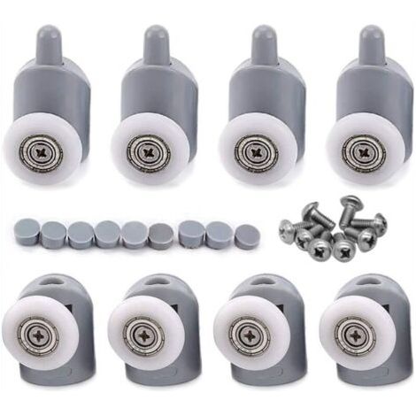 Lot de 8 roulettes de porte de douche 23mm – Rouleaux en nylon et acier inoxydable – Pour verre 3 à 6 mm d'épaisseur – Fonctionnement fluide et silencieux (1/5)