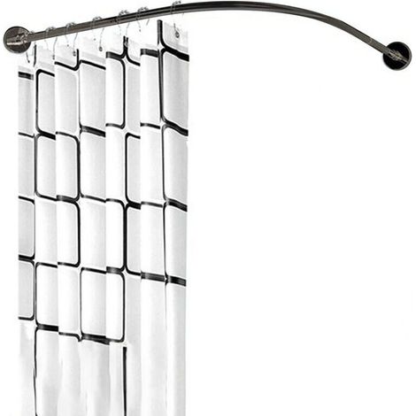 C-Shaped Shower Curtain Rod, Stainless Steel C-Shaped Shower Rail 80-100 × 100-140cm, No Drilling Required, For Bathroom, Clothing Store - Black (1/4)