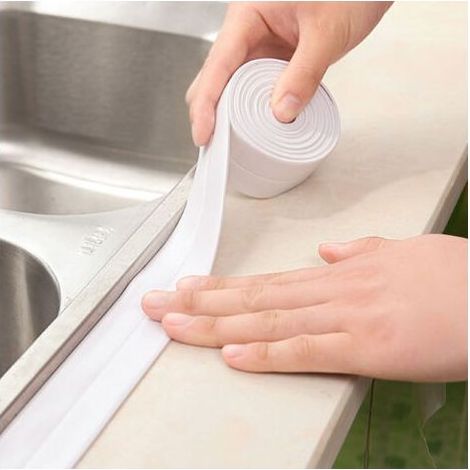 3 Packungen wasserdichtes Dichtungsband, selbstklebend, wasserdicht und schimmelresistent, Badezimmer-Dichtmittel, Küchenkanten-Schutz-Dichtungswerkzeug (1/5)
