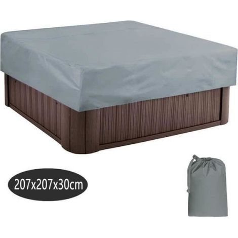 Housse de Bain à Remous - MARQUE - Couverture Thermique - Tissu Polyester 190T - Carré - Gris/Beige/Noir/Café (1/4)