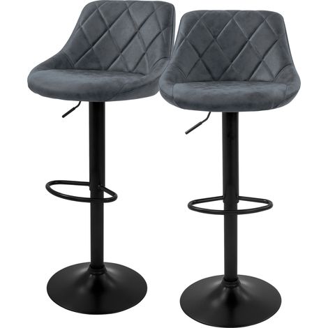 ML-Design Barhocker 2er Set, Bezug aus Kunstleder, Anthrazit, Gepolsterter Barstuhl mit Rückenlehne und Fußstütze, Tresenhocker höhenverstellbar, 360° drehbar, Bistrohocker Hocker Drehstuhl Barstühle