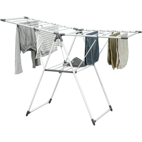 Séchoir à linge pliable étendoir linge intérieur avec bras articulés réglables en métal 156,5 x 61,5 x 97 cm blanc (1/5)