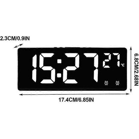Réveil/montre numérique à commande vocale, accessoire de bureau idéal pour les résidences étudiantes, les hôtels et comme cadeau d'anniversaire pour adultes et enfants. Se pose sur un bureau. Blanc. (1/5)