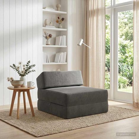 Sofá Cama Plegable Gris oscuro 60 x 70 x 41 cm Tela