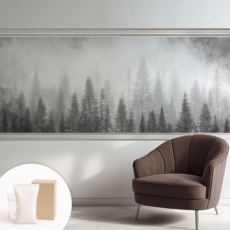 Papier peint intissé pour salon chambre à coucher peint imprimé pour mur - Colle incluse gratuite Brume forestière 250x104 cm (1/5)