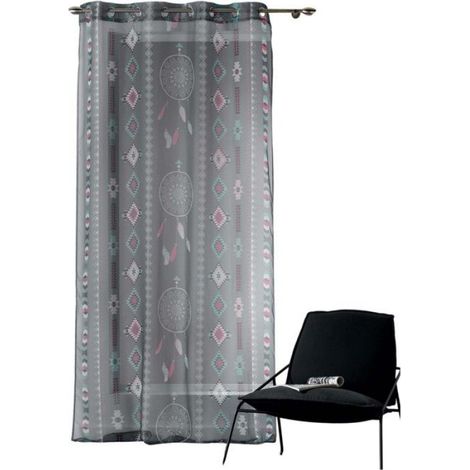 Voilage a oeillets 140 x 260 cm Indila Anthracite menthe (1/2)