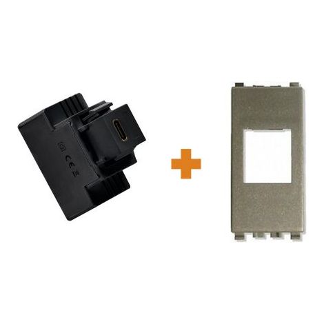 Fanton caricatore 1 USB-C 3A Ricarica rapida 18W da incasso Vimar Eikon Next grigio metallizzato - 82902