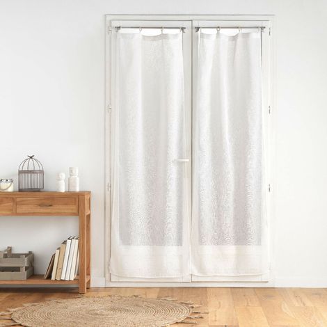 Paire de panneaux droits à œillets bois 2 x 70 x 200 cm – Voile tissé Minalisa Blanc (1/3)