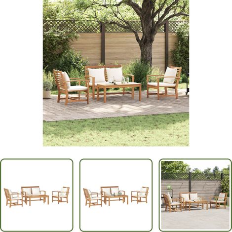 vidaXL Canapé de jardin - Ensemble de canapé de jardin 4 pcs Naturel Bois de teck massif (1/5)