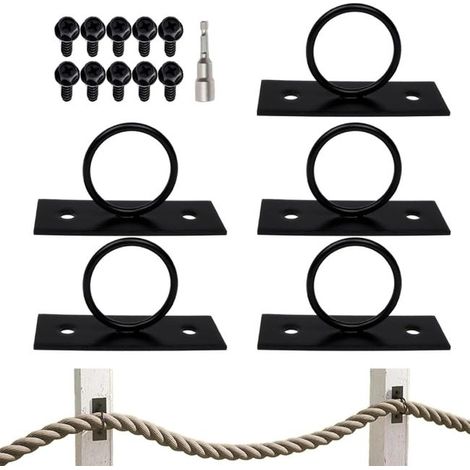 Kit de fijación de cables con tornillos y casquillos para cableado de escaleras, andamios y tejados (juego de 5 piezas) (1/5)