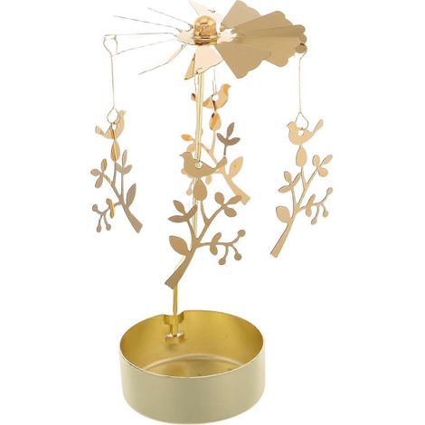 Porte-bougie chauffe-plat carrousel rotatif en fer doré, bougeoir décoratif Toyvian avec mouvement rotatif, bougeoir en fer pour bougie chauffe-plat (1/5)
