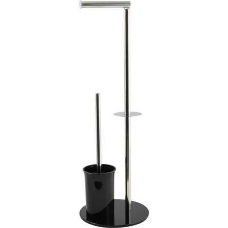 Portarollos escobillero  Combinado Acero Inoxidable Y Vidrio Negro MSV