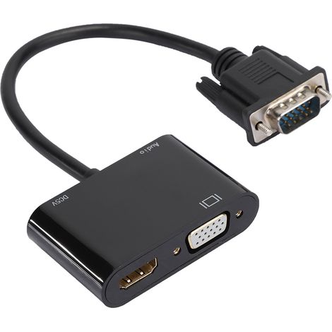 Câble convertisseur vidéo VGA vers HDMI VGA HD, adaptateur Plug-and-Play pour projecteur d'ordinateur (1/5)