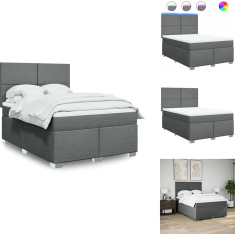 Sommier à lattes de lit avec matelas Gris foncé 160x200cm Tissu - Sommier À Lattes De Lit - Sommiers À Lattes De Lit - Lit - Meuble De Chambre À Coucher (1/5)
