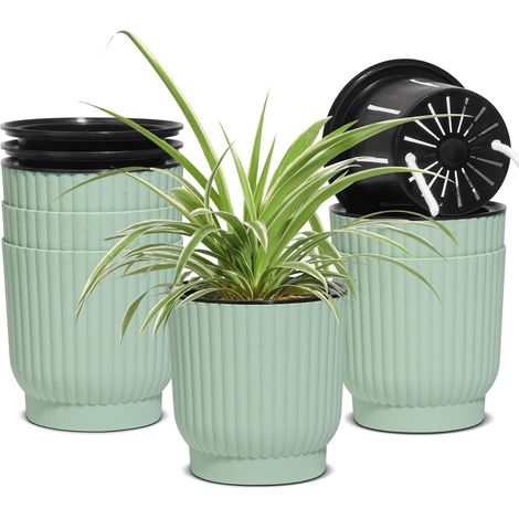 jardinières auto arrosantes de pots en avec supports adaptées à toutes les plantes d'intérieur et d'extérieur 4,5 pouces de 6 Plastique Vert (1/5)