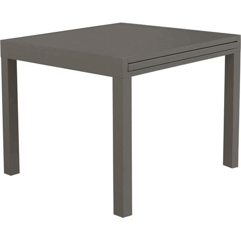 Tavolo estensibile 90/180x90 cm da esterno giardino con struttura in alluminio e piano effetto doghe Nilo - DarkGrey