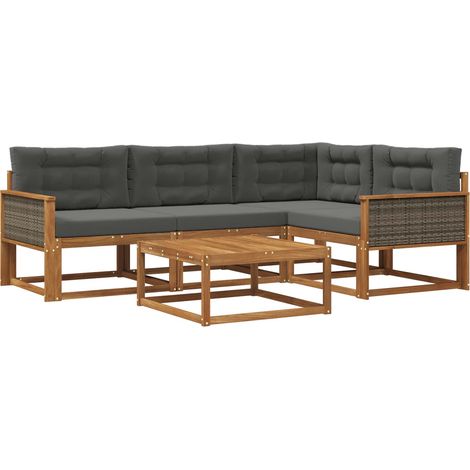 Outdoor Sofa Set with Cushion 5 pcs Natural and Anthracite vidaXL (1/5)