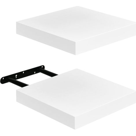 Étagère Murale 20x20cm, Lot de 2, Bois Blanc Grainé - Solution de Rangement Compacte pour Salle de Bain et Cuisine à Espace Réduit (1/5)