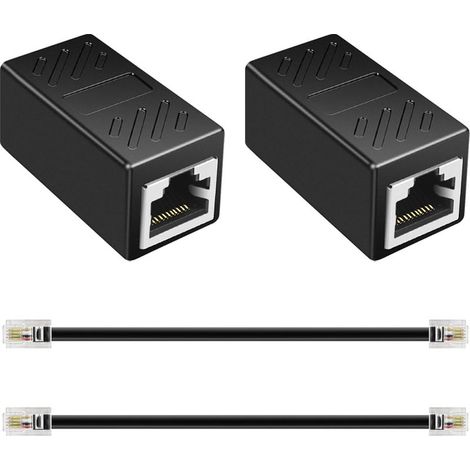 Lot de 2 Adaptateur RJ45 vers RJ11, Adaptateur ADSL RJ45, Connecteur Femelle RJ11 (6P4C) vers Mâle (8P4C), Câble Téléphonique et Coupleur Ethernet pour Téléphone, Fax, CCTV, Modem ADSL (1/5)