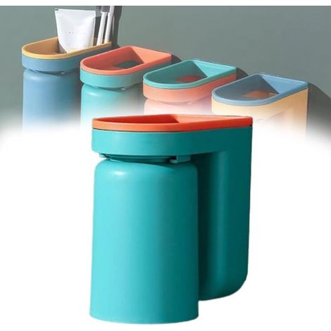 Porta spazzolino adesivo con bicchiere, porta spazzolino da parete 2 in 1 con bicchiere, porta spazzolino per bagno, porta spazzolino da viaggio con capacità, accessori per il bagno /33 (verde) (1/5)