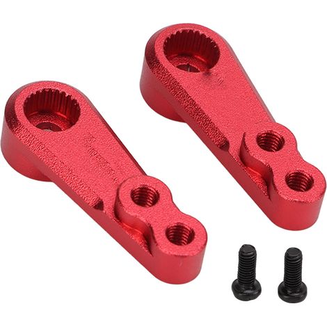 1 paire de bras de servo RC en alliage d'aluminium 25T, direction pour voiture télécommandée 1/8 1/10, rouge (1/5)