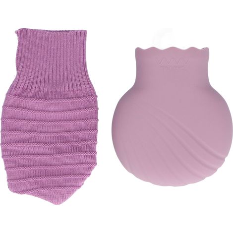 Bouteille d'eau chaude en silicone antiexplosion avec housse tricotée, 245 ml violette, pour usage familial. (1/5)