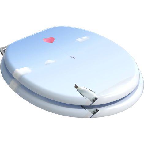 vidaXL  Soft-Close Toilet Seat  Blue 44 x 38 cm MDF board