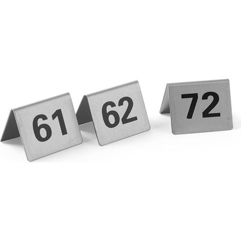 Placa de información de la mesa número 61-72, acero inoxidable, juego de 12 - Hendi 663899