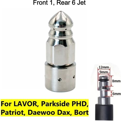 (LW 1-6) Embouts de buse de nettoyage haute pression pour déboucheurs de canalisations Karcher série K/Lavor/Bort/WAP, à fixer directement sur le tuyau d'arrosage. (1/5)