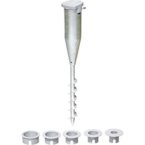 Alberts 610227 Portapalo da avvitare nel terreno per pali tubolari, zincata a caldo, Lunghezza 570 mm (1/4)