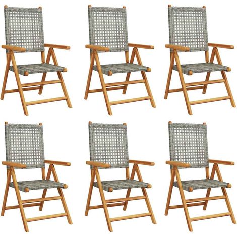 Maison Exclusive - Gartenstuhl Verstellbar 6 Stk. Grau Poly Ratta