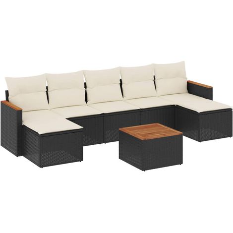 Maison Exclusive - 8-tlg. Garten-Sofagarnitur mit Kissen Schwarz