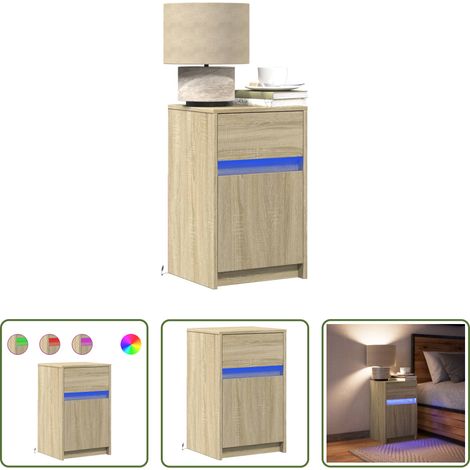 LED Nachttisch - Nachttisch mit LED-Leuchten Sonoma Eiche Holzwerkstoff (1/5)