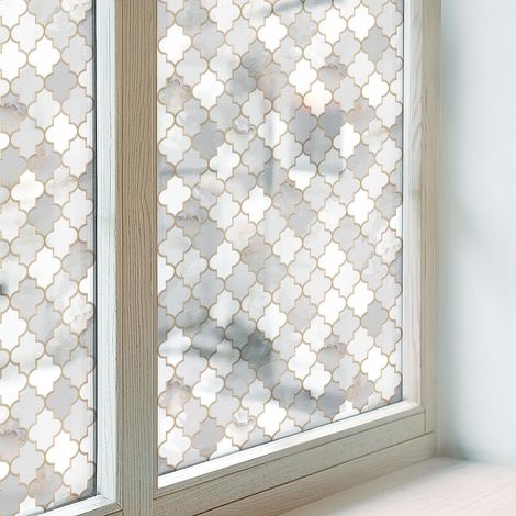 Film Dépoli pour Fenêtre 100x100 Adhésif Décoratif Protection Collés sur le Verre Vitrail pour Chambre Cuisine Salle de Bain Mosaïque géométrique (1/5)
