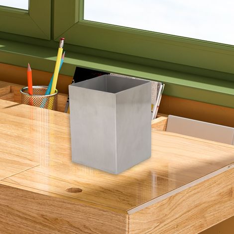 Stiftehalter aus Edelstahl 304 mit verstärktem Boden – Rechteckiger Stiftehalter für Büro, Studentenwohnheim, Schule, Arbeitszimmer – Silber (1/5)