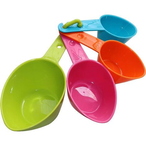 Lot de 4 gobelets doseurs pour aliments pour animaux - En plastique - Pour chiens, chats et oiseaux - Accessoires de cuisine (couleur aléatoire) (1/5)