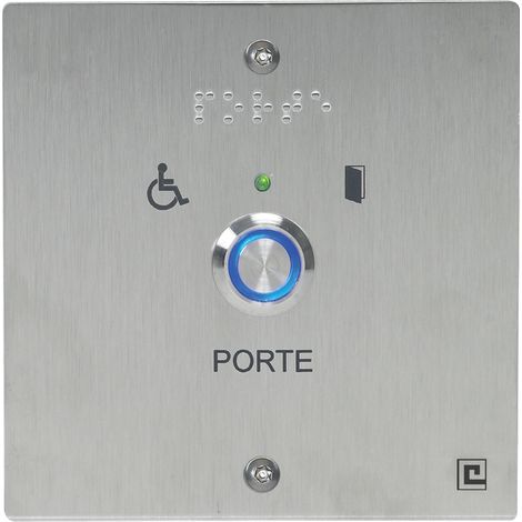 Bouton poussoir NO/NF sur plaque inox 80x80mm loi PMR avec 2 vis anti-vandales - HERACLES - PL80NFLH