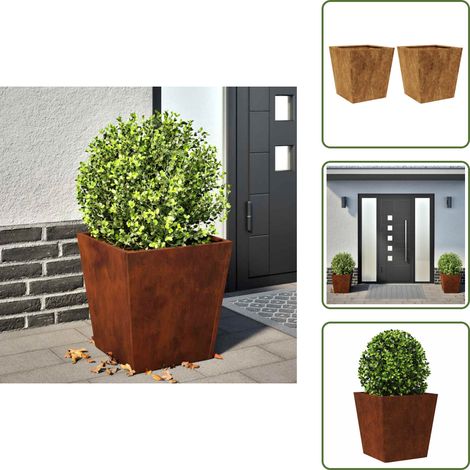 Pflanzkübel 2 Stk. 40x40x40 cm Wetterfester Stahl - Gartenpflanzgefäß - Gartenpflanzgefäße - Metallpflanzgefäß - Stahlpflanzgefäß (1/5)